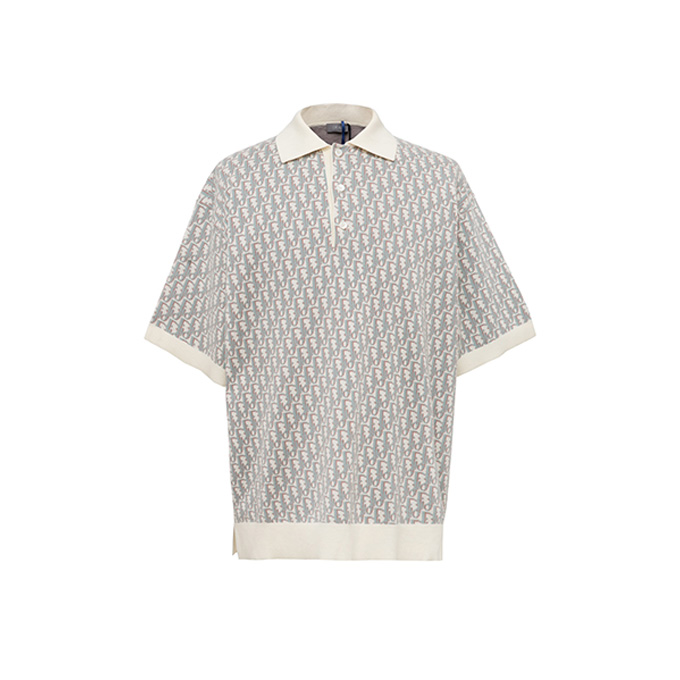 9a+ quality dior oblique jacquard knit short sleeve polo shirt
